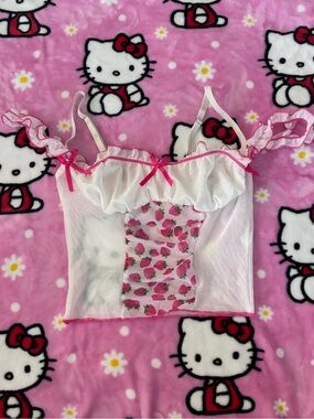 Strawberry mesh lingerie top
